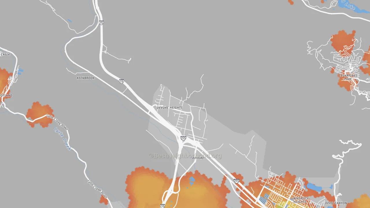 Bike Grade map of Devore Heights, CA