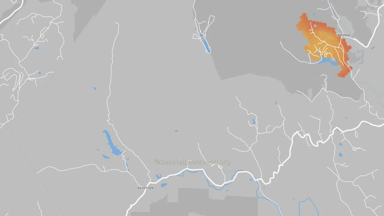 Bike Grade map of Devotion, NC