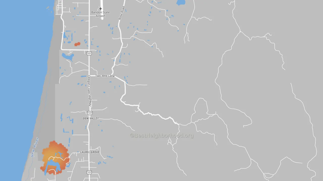 Bike Grade map of Dew Valley, OR