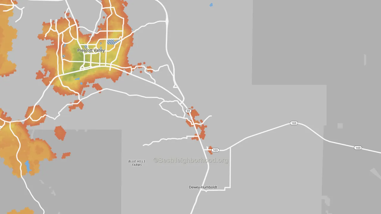 Bike Grade map of Dewey, AZ