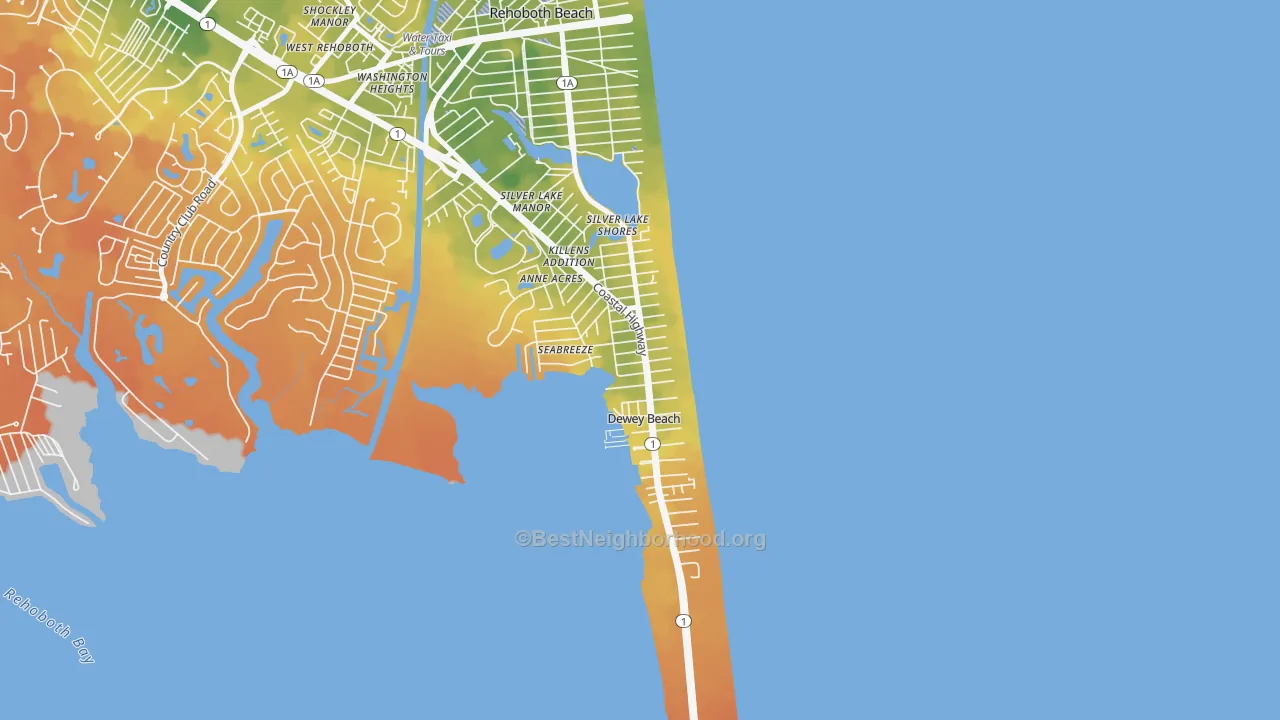 Bike Grade map of Dewey Beach, DE