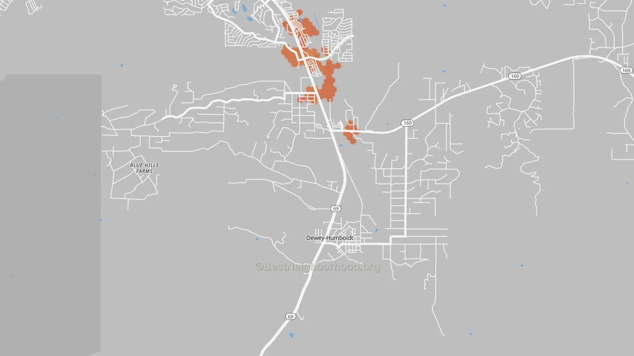Bike Grade map of Dewey-Humboldt, AZ