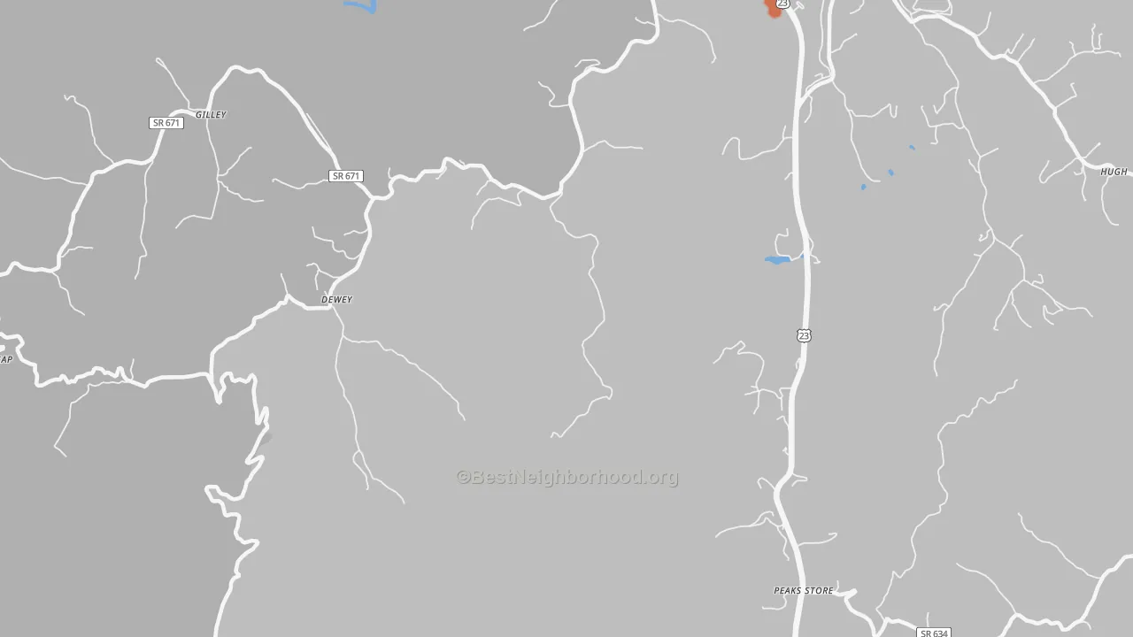 Bike Grade map of Dewey, VA