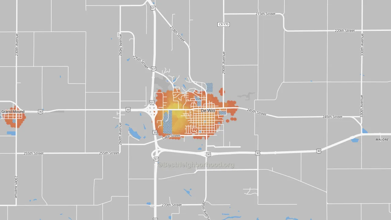 Bike Grade map of DeWitt, IA