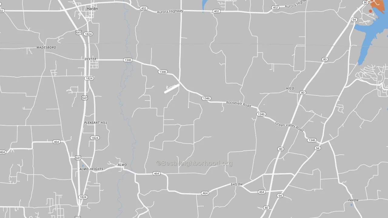 Bike Grade map of Dexter, KY