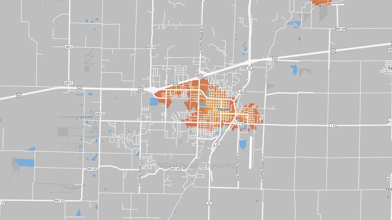Bike Grade map of Dexter, MO