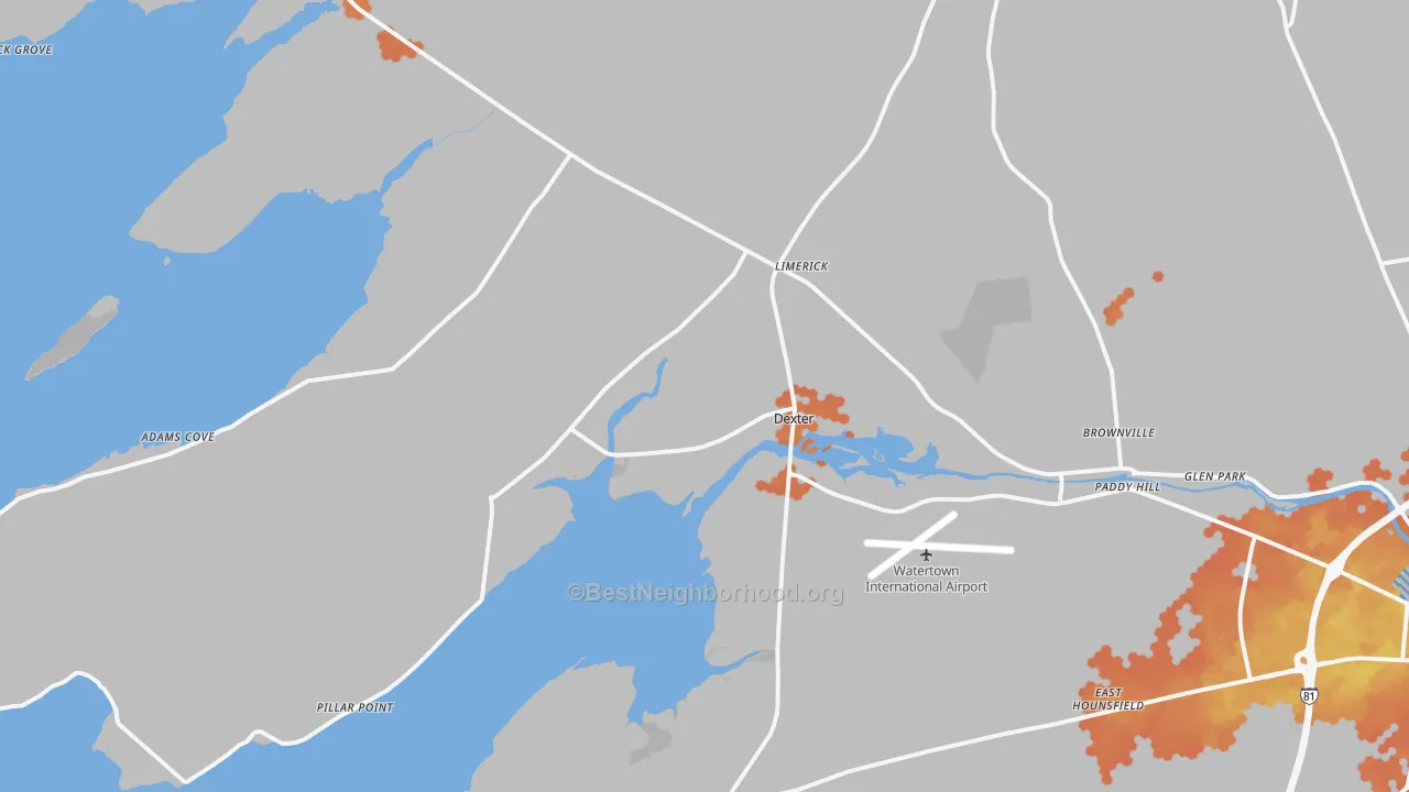 Bike Grade map of Dexter, NY