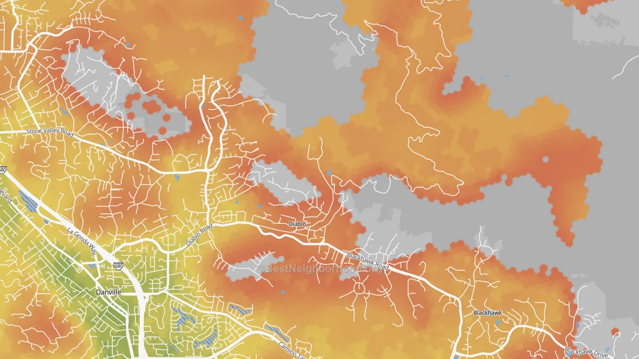 Bike Grade map of Diablo, CA