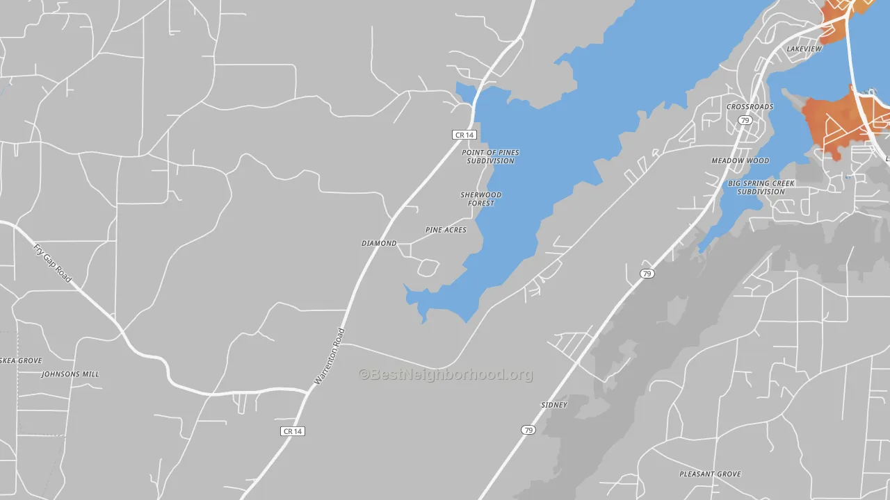 Bike Grade map of Diamond, AL