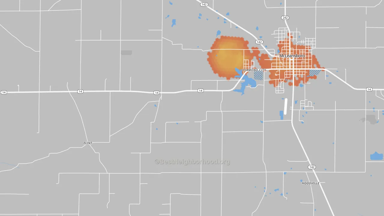 Bike Grade map of Diamond City, IL