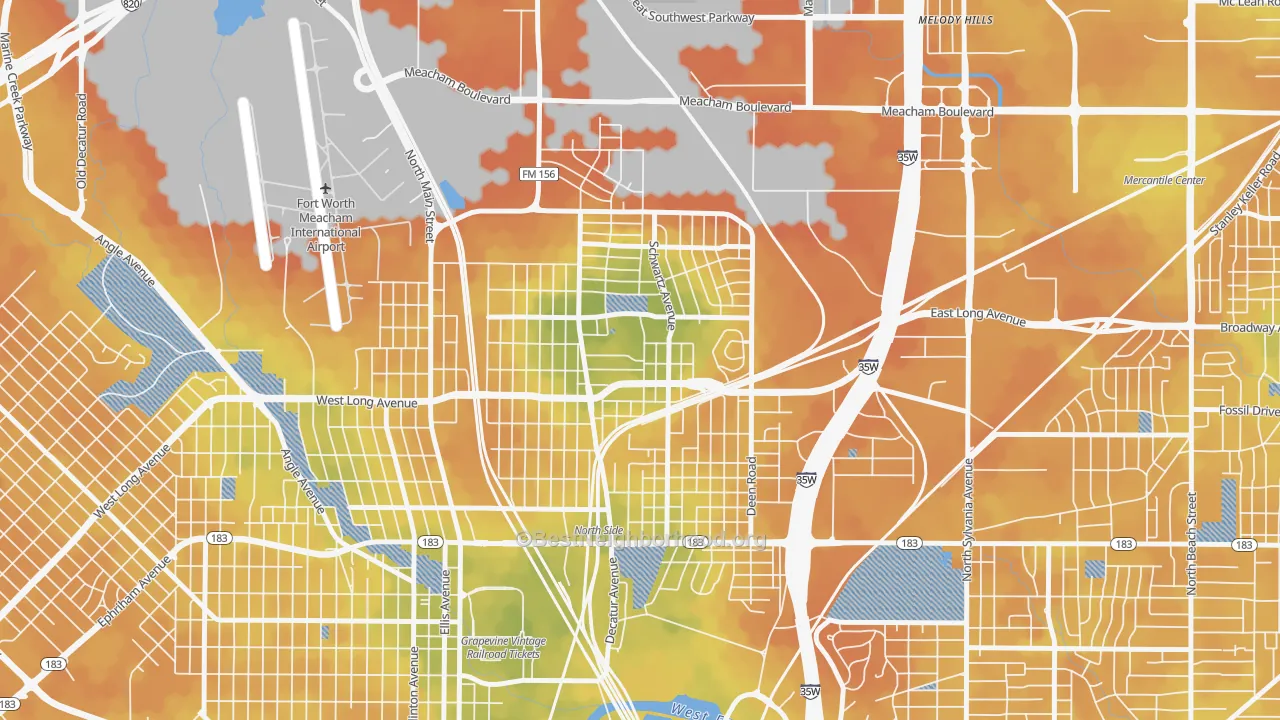 Bike Grade map of Diamond Hill-Jarvis, Fort Worth, TX