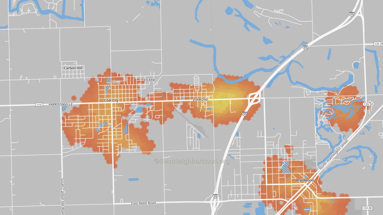 Bike Grade map of Diamond, IL
