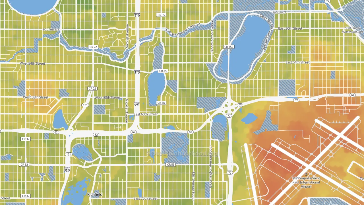 Bike Grade map of Diamond Lake, Minneapolis, MN
