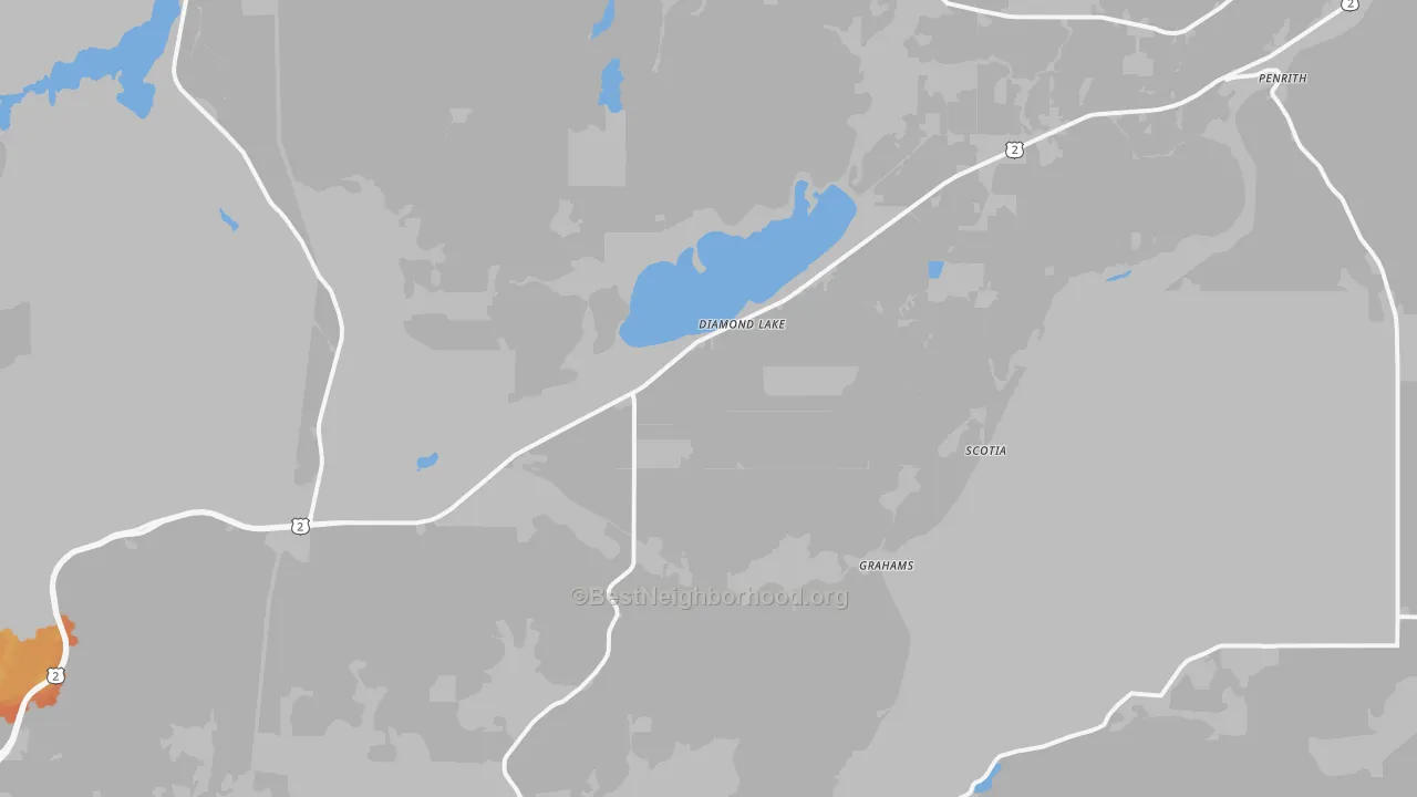 Bike Grade map of Diamond Lake, WA