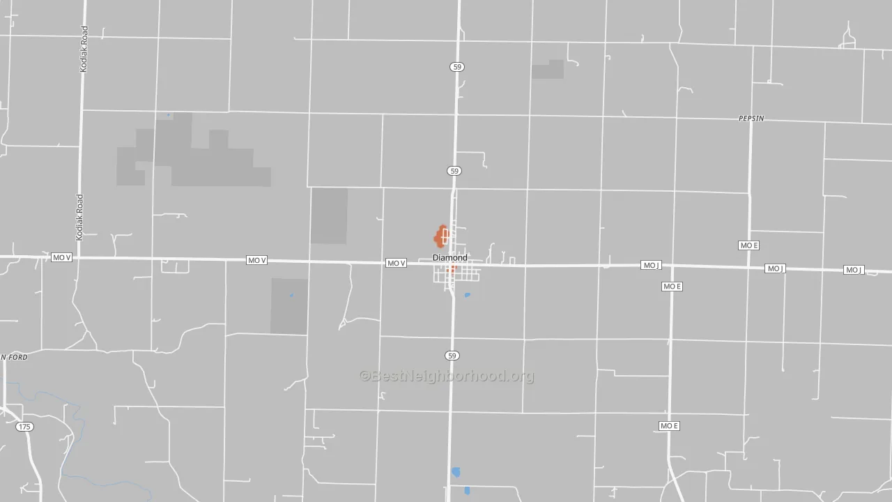 Bike Grade map of Diamond, MO