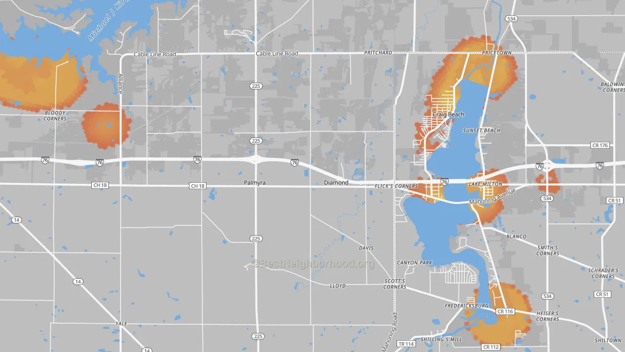 Bike Grade map of Diamond, OH