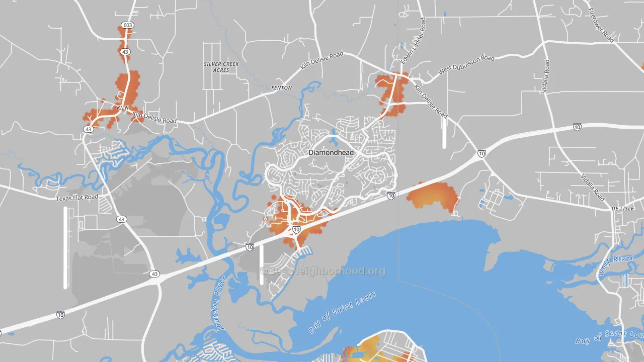 Bike Grade map of Diamondhead, MS