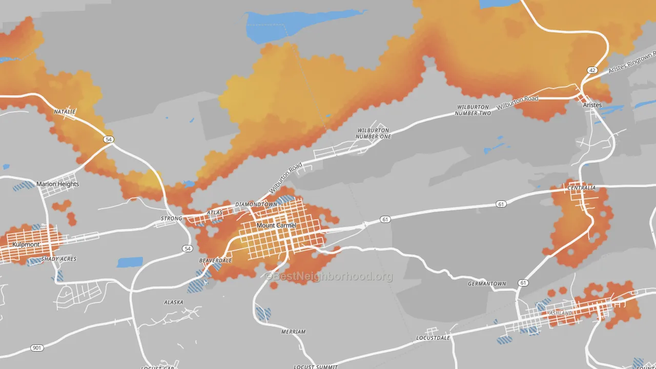 Bike Grade map of Diamondtown, PA