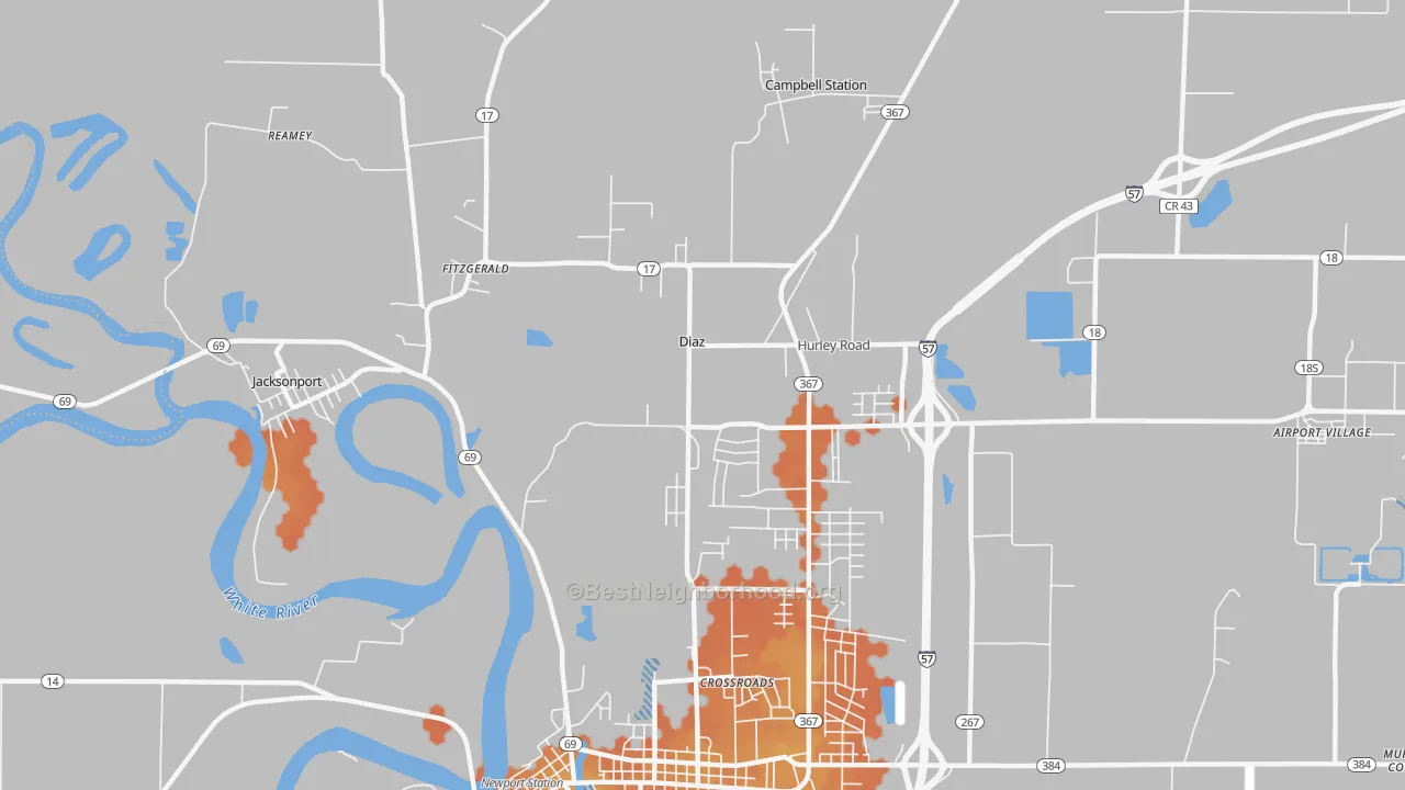 Bike Grade map of Diaz, AR