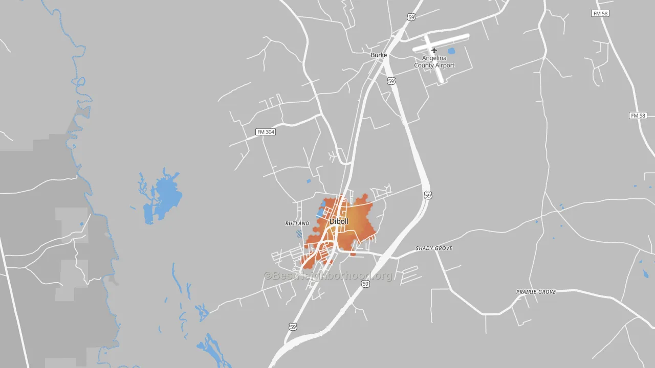 Bike Grade map of Diboll, TX