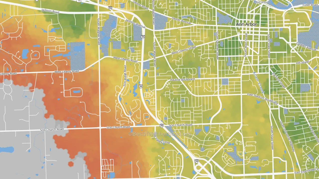 Bike Grade map of Dicken, Ann Arbor, MI