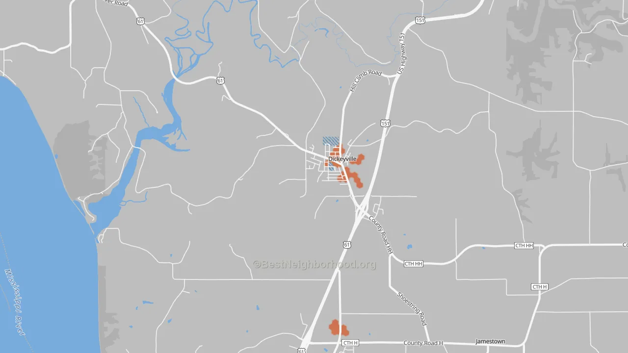 Bike Grade map of Dickeyville, WI