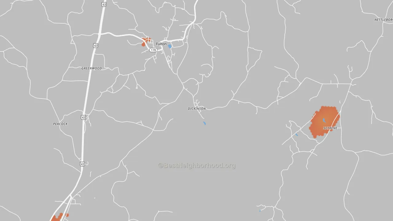 Bike Grade map of Dickinson, AL