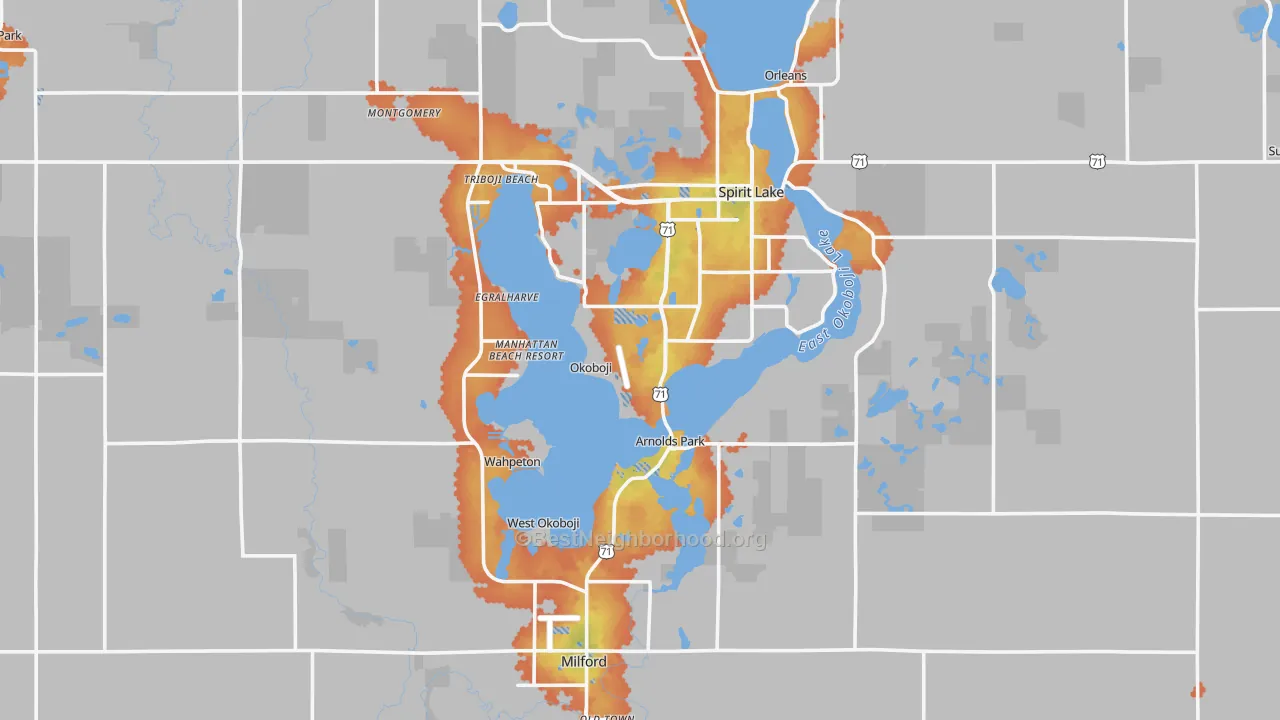 Bike Grade map of Dickinson County, IA