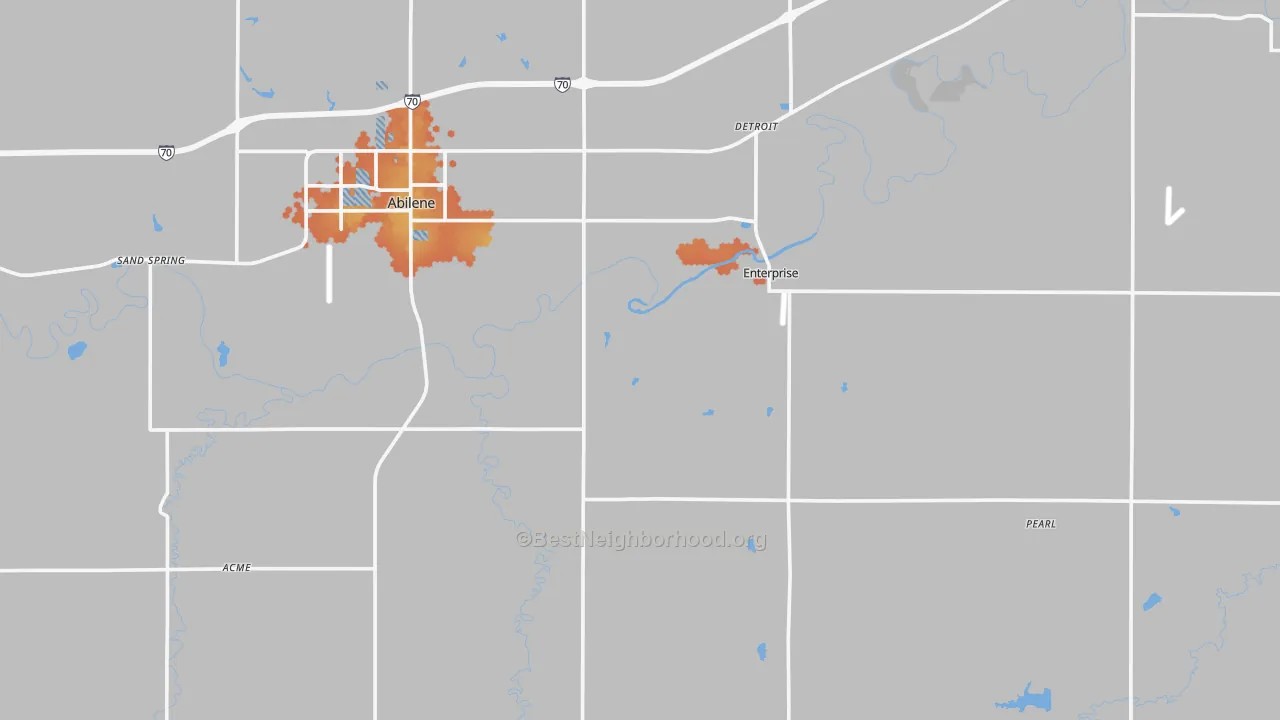 Bike Grade map of Dickinson County, KS