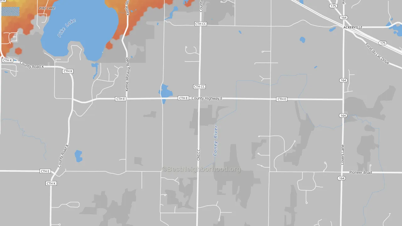 Bike Grade map of Diefenbach Corners, WI