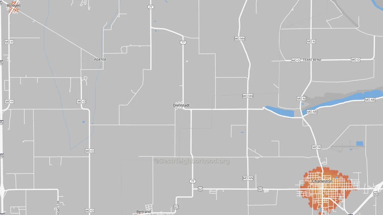 Bike Grade map of Diehlstadt, MO