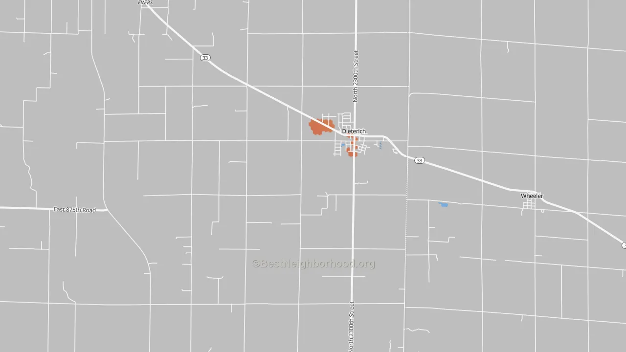 Bike Grade map of Dieterich, IL