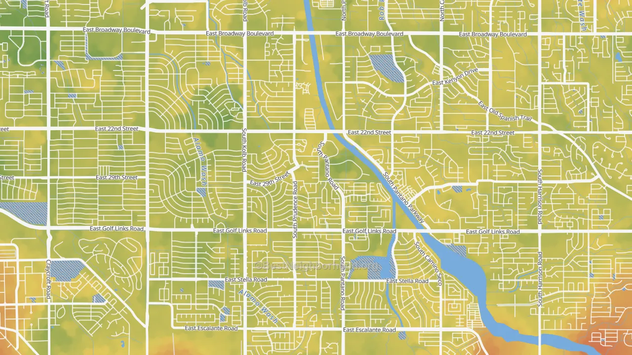 Bike Grade map of Dietz, Tucson, AZ