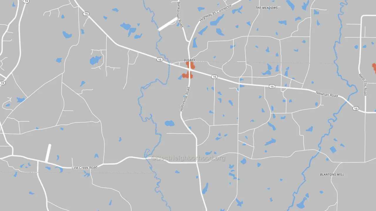 Bike Grade map of Digbey, GA