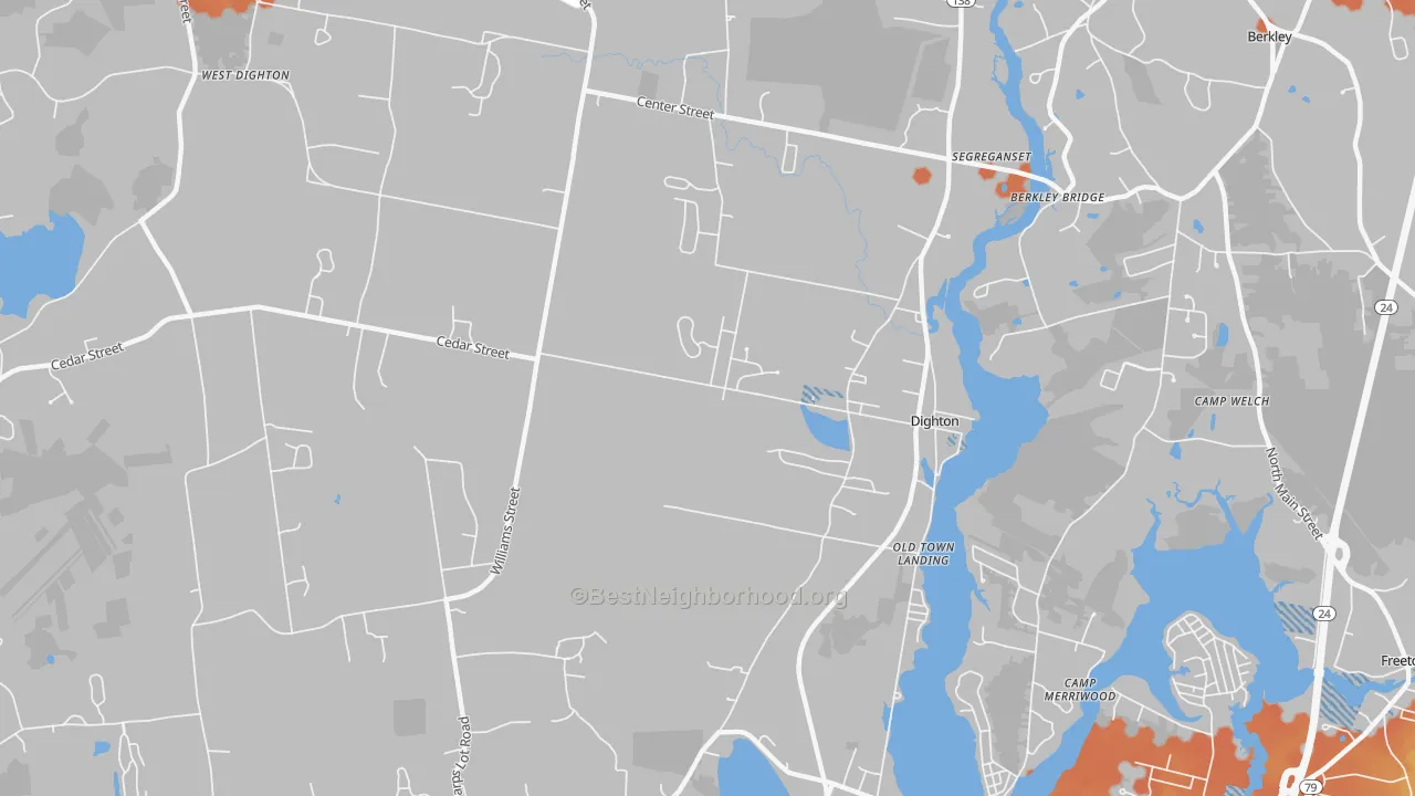 Bike Grade map of Dighton, MA