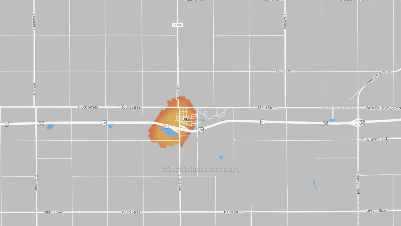 Bike Grade map of Dike, IA
