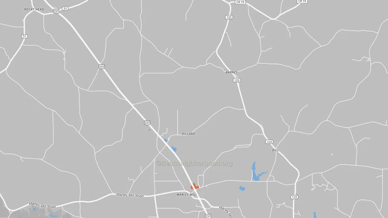 Bike Grade map of Dillard, AL