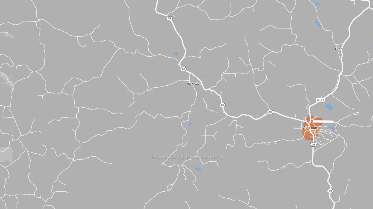 Bike Grade map of Dillard, MO