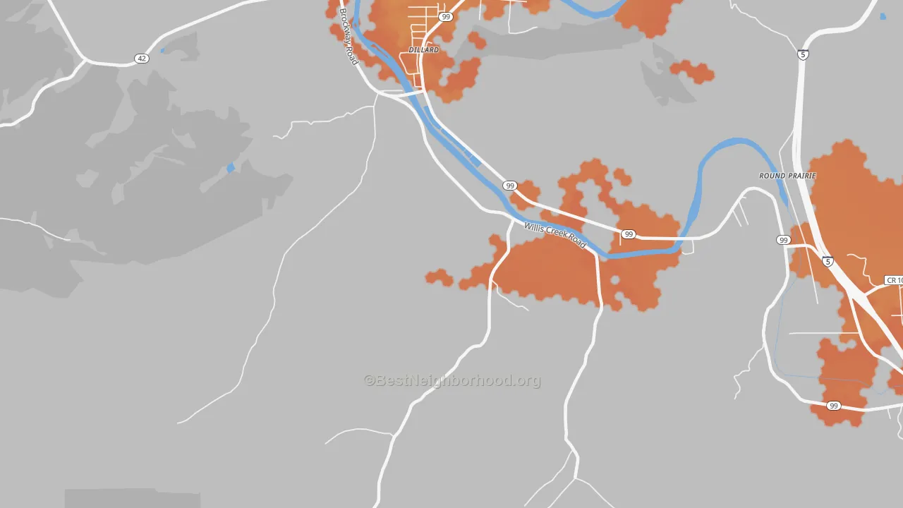 Bike Grade map of Dillard, OR