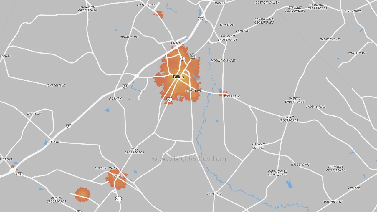 Bike Grade map of Dillon County, SC