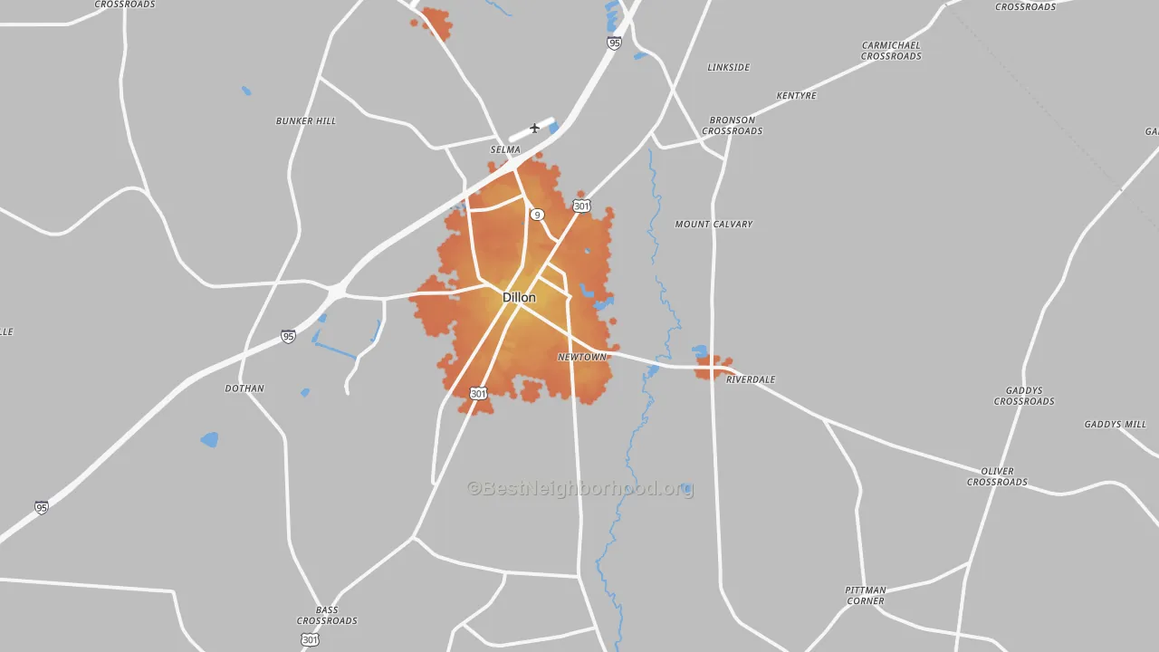 Bike Grade map of Dillon, SC