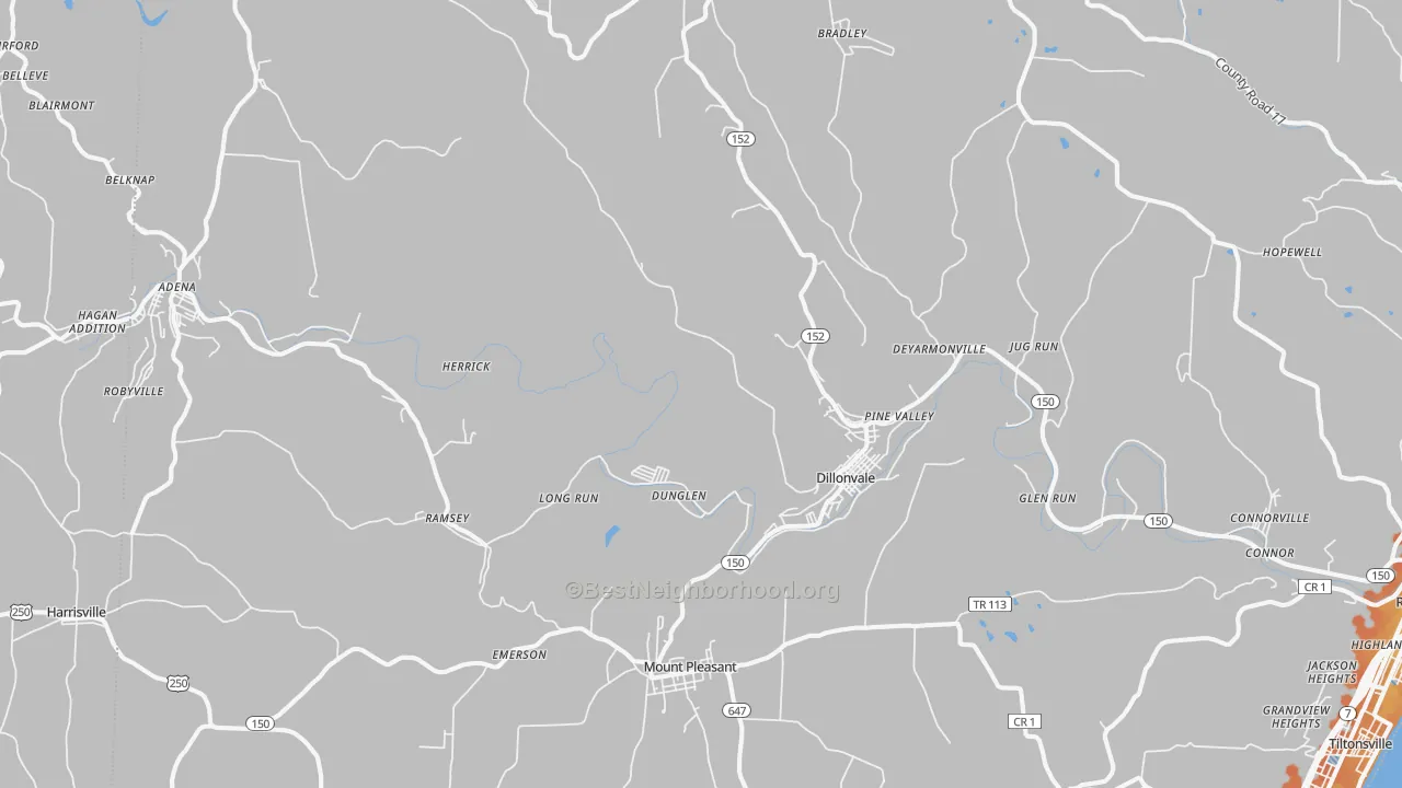 Bike Grade map of Dillonvale, OH