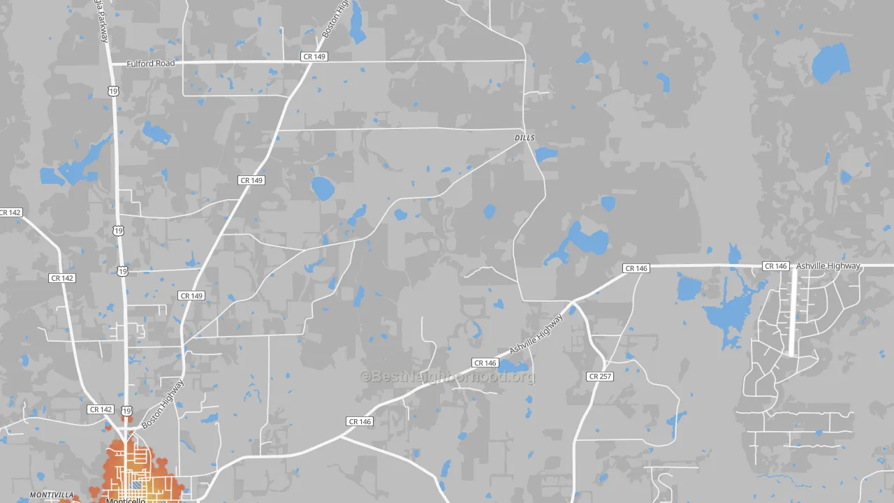 Bike Grade map of Dills, FL