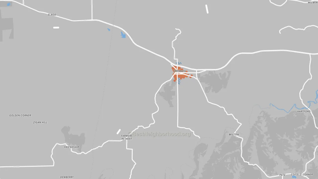 Bike Grade map of Dillsboro, IN