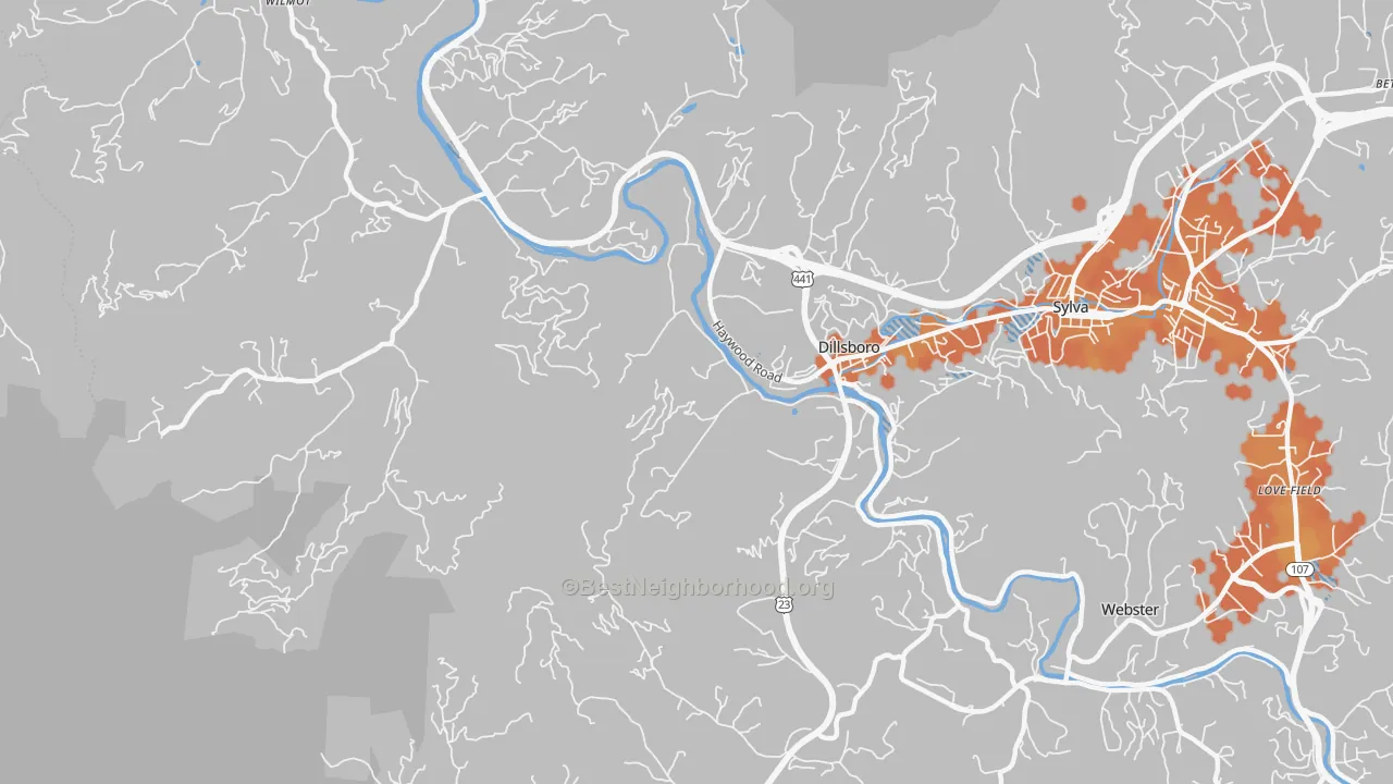 Bike Grade map of Dillsboro, NC