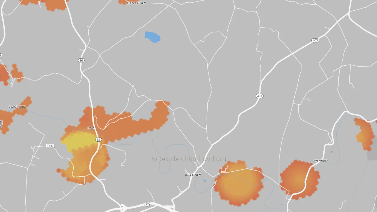 Bike Grade map of Dilltown, PA