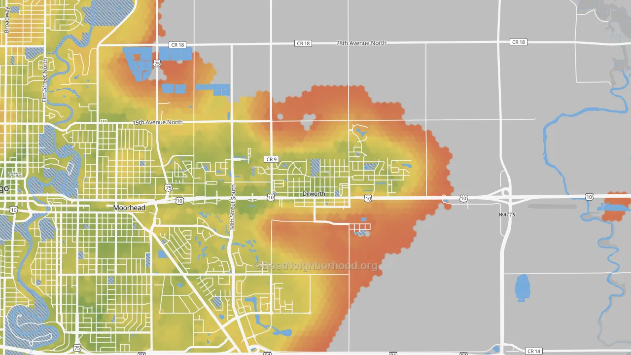 Bike Grade map of Dilworth, MN