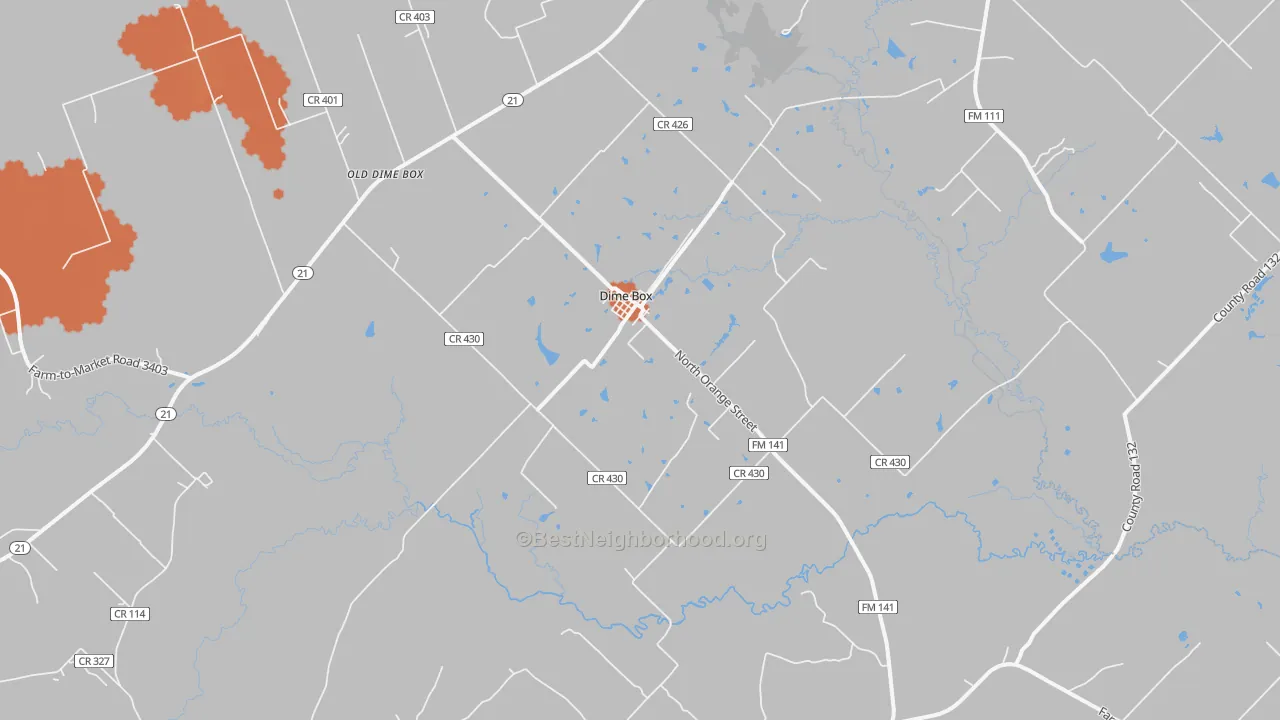 Bike Grade map of Dime Box, TX