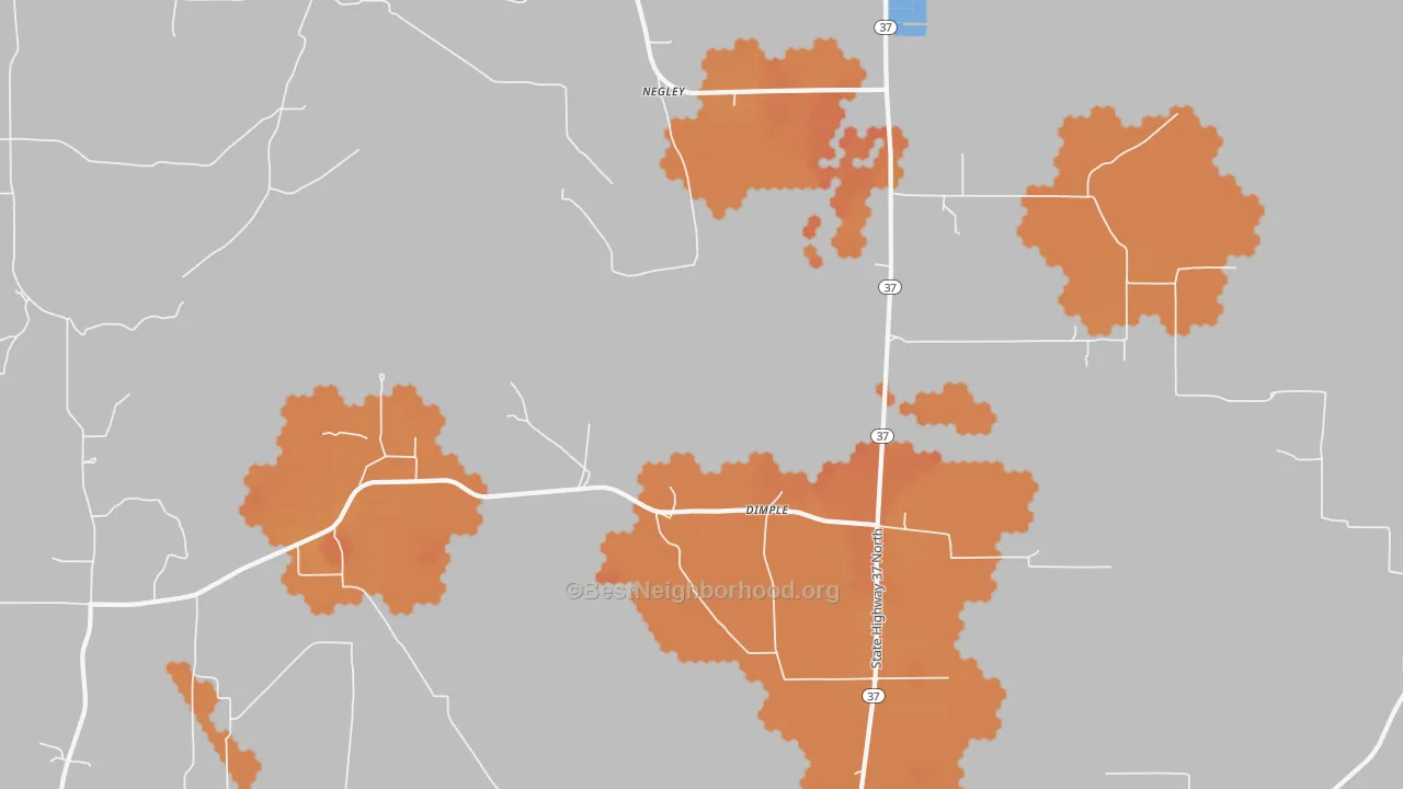 Bike Grade map of Dimple, TX