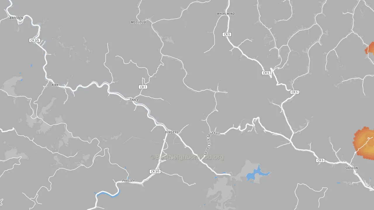 Bike Grade map of Dingess, WV